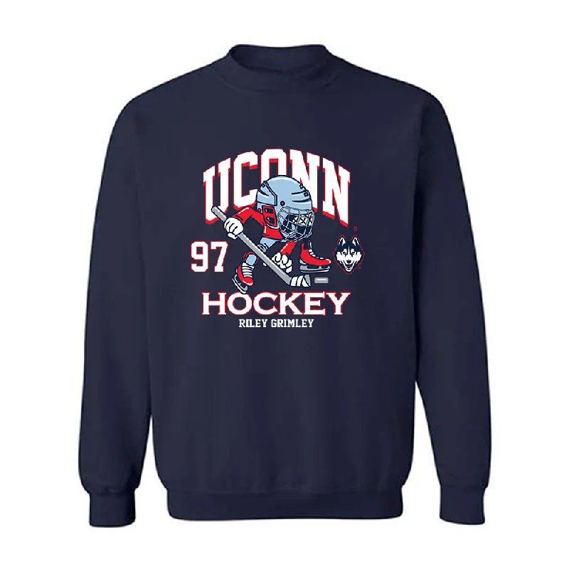 UConn - NCAA Women's Ice Hockey : Riley Grimley - Fashion Shersey Crewneck Sweatshirt Hoodie with V-Neck Classic Versatile