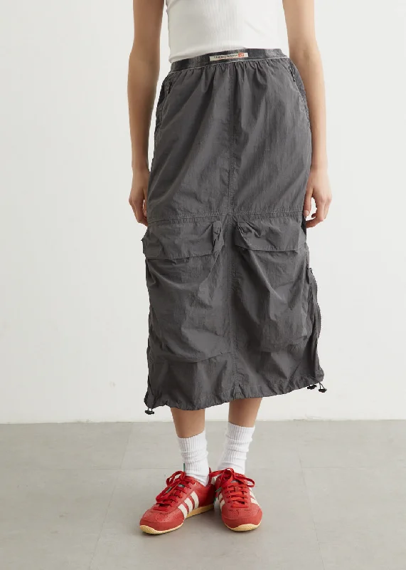 O-Asis Gonna Cargo Midi Skirt silk skirt sleek