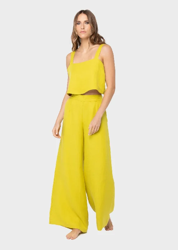 Citron Serengeti Crop Top Welt Pockets Slit Pockets Flap Pockets