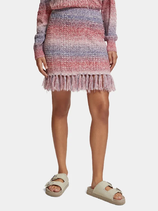 Space-dyed knitted skirt chiffon skirt airy