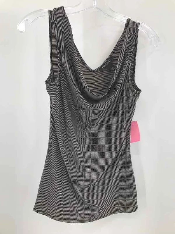 Pre-Owned WHBM Black Size XS Stripe Tank Top one shoulder tank