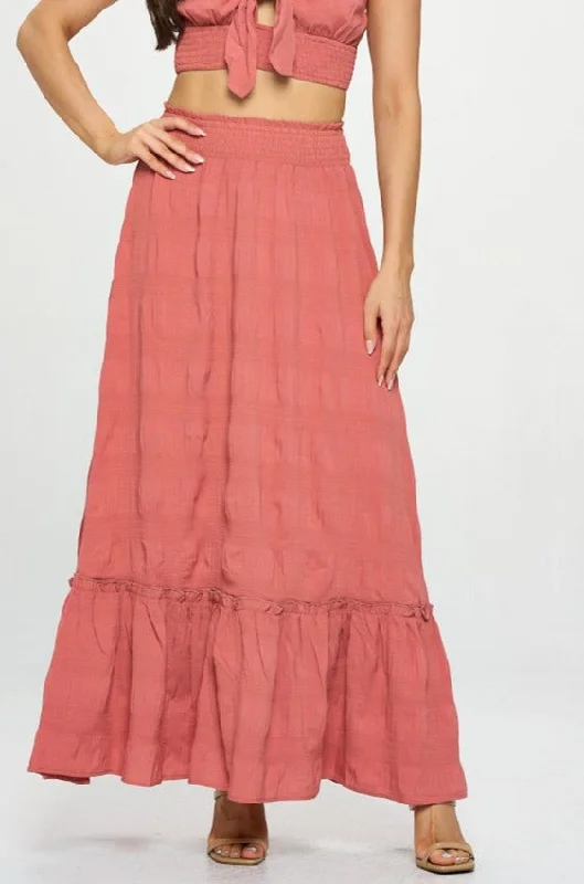 Smocked Maxi Skirt lace skirt feminine