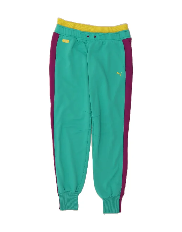 PUMA Womens Tracksuit Trousers Joggers UK 14 Large  Turquoise Colourblock Trousers Chinos Classic