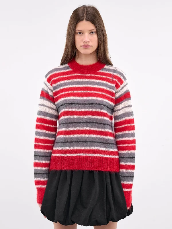 Striped Mohair Sweater (GCMD0573Q0-UFU178-GREY-MULTI) Spandex Rayon Corduroy