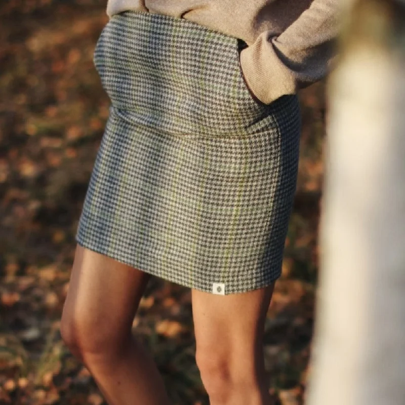 AMELIE tweed mini skirt leather skirt bold