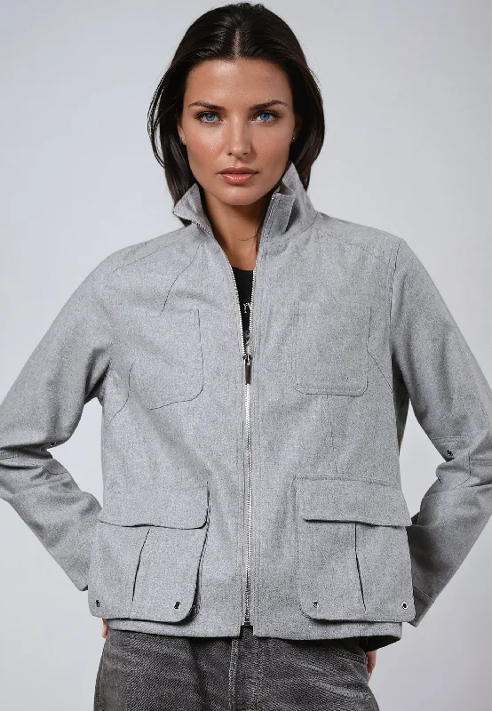 INNOCENT JACKET GREY MARL Mesh Jacket Canvas Jacket Denim Jacket