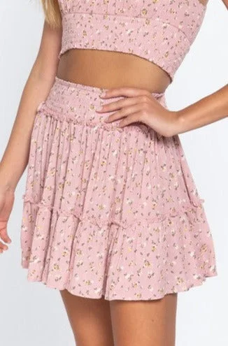 Floral Smocked Skirt lace skirt elegant