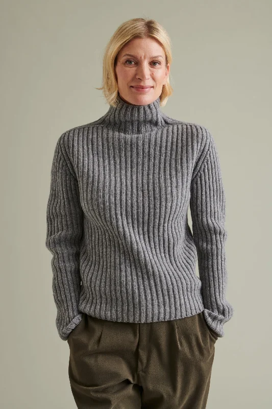 Utö Knitted Sweater Grey Mesh Blend Leather Blend Suede Blend