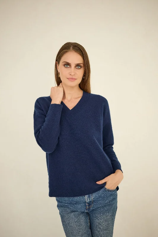 Cashmere Sweater Navy Blue Zippered Front Buttoned Front Snap Front