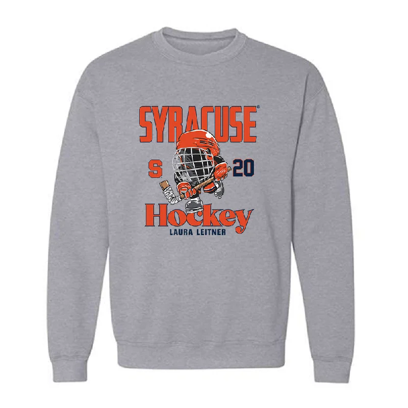 Syracuse - NCAA Women's Ice Hockey : Laura Leitner - Fashion Shersey Crewneck Sweatshirt Hoodie with Exposed Zipper Edgy Industrial