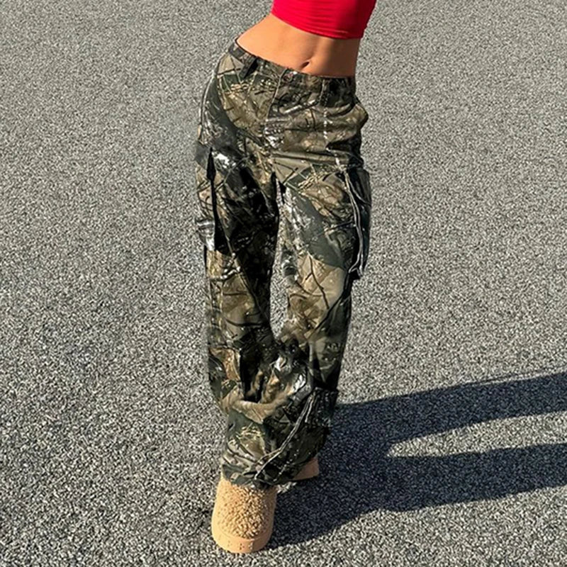 TAVIMART  -  Y2K Fashion Camouflage Pants Women Autumn Vintage Harajuku Straight Trousers Grunge Style Joggers Streetwear Outfits Trousers Ceremony Elegant