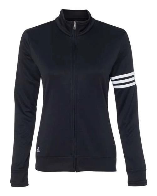 Womens 3 Stripes French Terry Full Zip Jacket One-Shoulder Jacket Off-the-Shoulder Jacket Asymmetrical Jacket