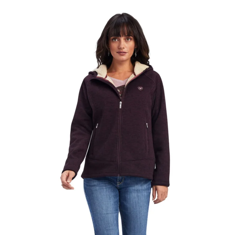 Ariat® Ladies R.E.A.L.™ Mccall Full Zip Mulberry Wine Sweater 10041805 Lace Blend Ribbed Blend Corduroy Blend