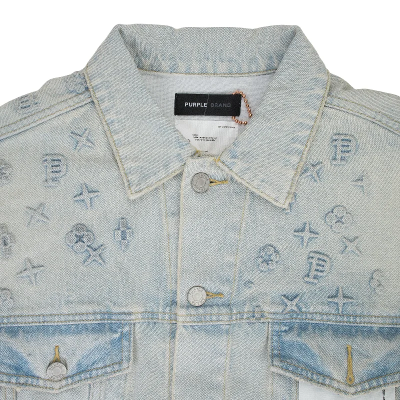 EMBOSSED JACKET Indigo DENIM JACKETS Collared Jacket Crew Neck Jacket Turtle Neck Jacket