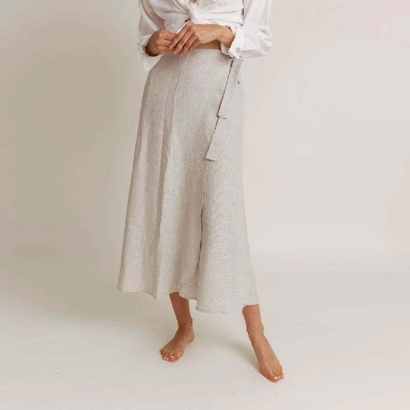 Mila Linen Wrap Skirt silk skirt smooth