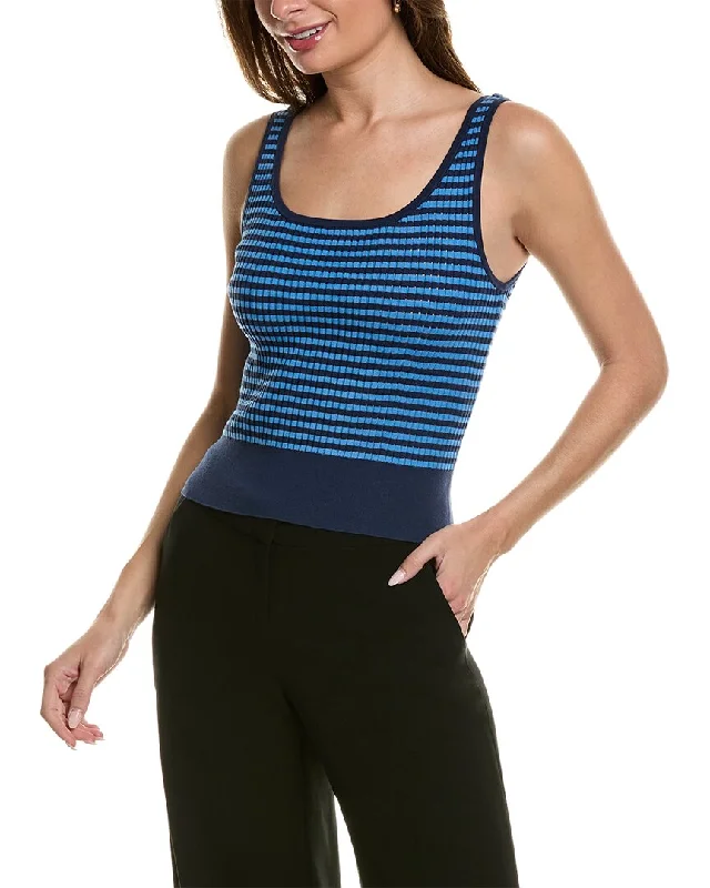 Lafayette 148 New York Striped Sweater Tank Modern Contemporary Chic