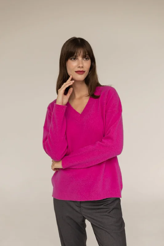 Cashmere Sweater Fuchsia Transparent Opaque Sheer