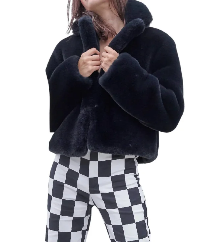 Martha Jacket In Black Faux Fur Jacket Real Fur Jacket Shearling Jacket