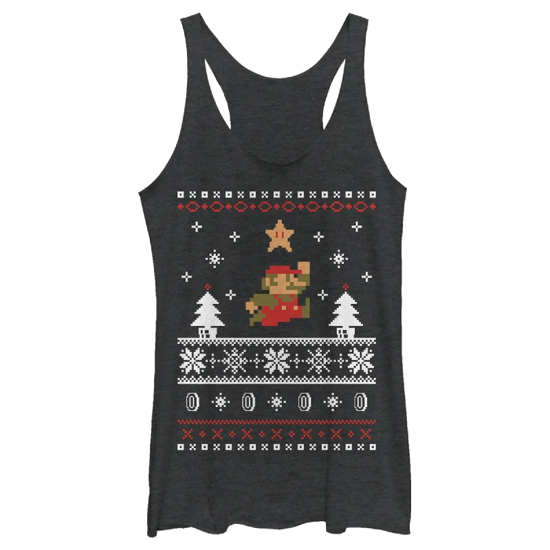 Women's Nintendo Mario Ugly Christmas Sweater Racerback Tank Top Knit Fabric Woven Fabric Fleece Fabric