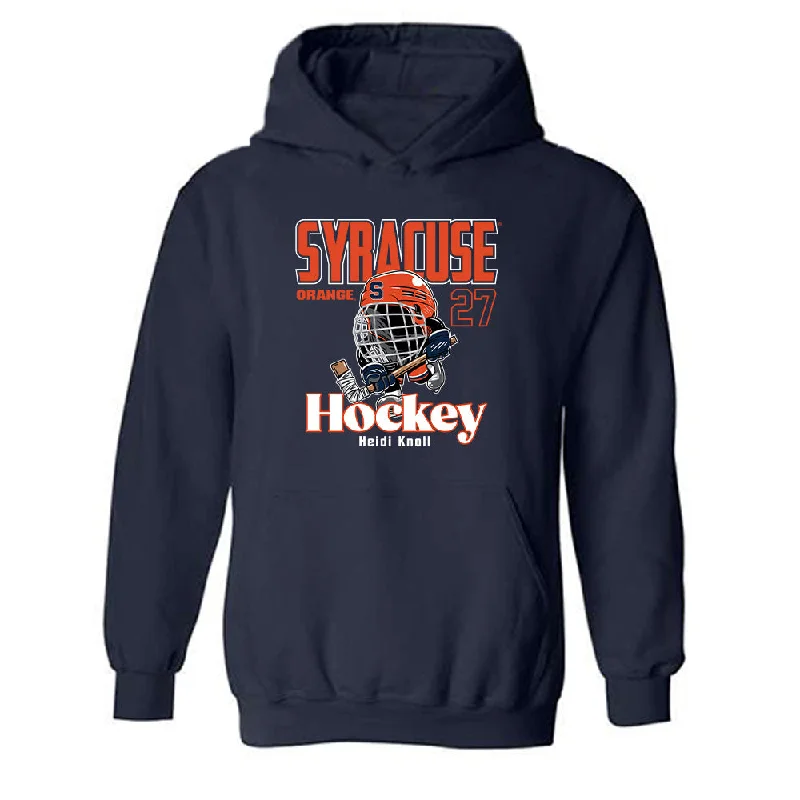 Syracuse - NCAA Women's Ice Hockey : Heidi Knoll - Fashion Shersey Hooded Sweatshirt Hoodie with Hem Raw Edge Edgy Unfinished