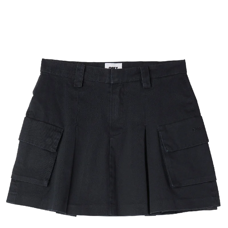 Obey Womens Andrea Cargo Mini Skirt Black slim fit skirt