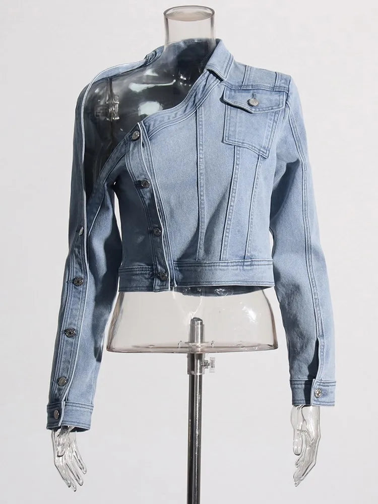 Irregular Denim Jacket Appliqued Jacket Beaded Jacket Sequined Jacket