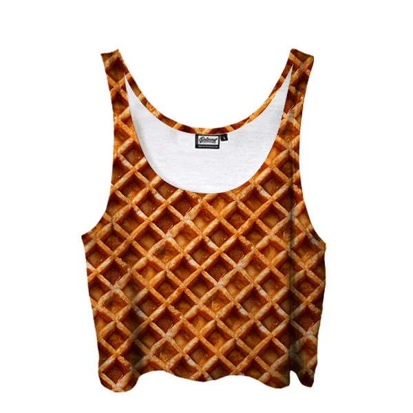 Beloved Waffle Crop Top Thin Crop Top Open Front Quick Dry