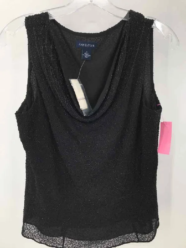 Pre-Owned Ann Taylor Black Size 12 Beaded Tank Top fitted tank top