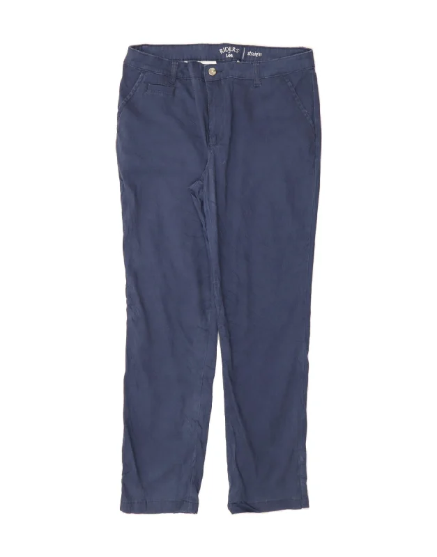 LEE Womens Riders Straight Chino Trousers US 14 XL W34 L30 Navy Blue Trousers Low Rise Relaxed