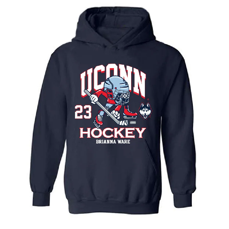 UConn - NCAA Women's Ice Hockey : Brianna Ware - Fashion Shersey Hooded Sweatshirt Hoodie with Drop Shoulder Relaxed Streetwear