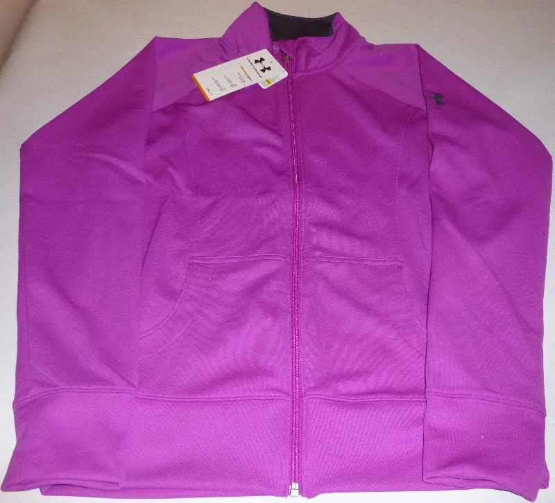 UNDER ARMOUR LADIES WOVEN CRAZE EXERCISE/FITNESS JACKET-CERISE-SMALL-SIZE 10 - CER, L, SMALL Ribbed Jacket Pleated Jacket Ruffled Jacket