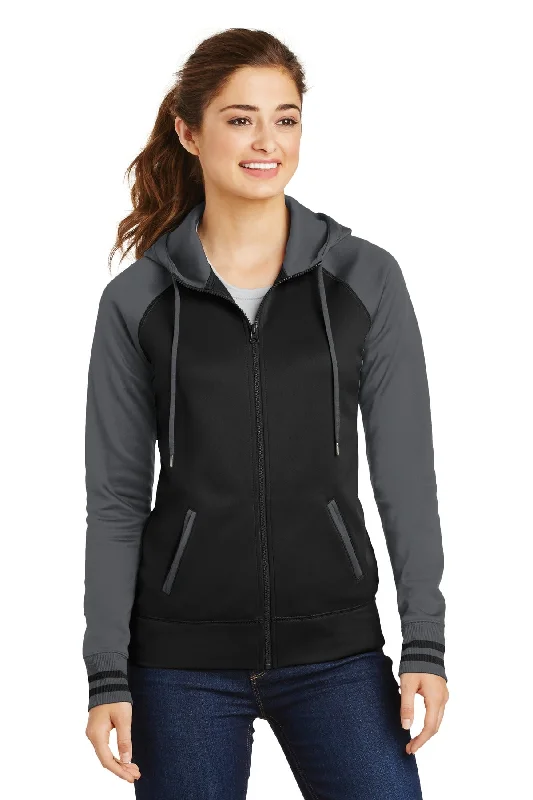 Sport-Tek Ladies Sport-Wick Varsity Fleece Full-Zip Hooded Jacket Belted Jacket Elasticated Jacket Padded Jacket