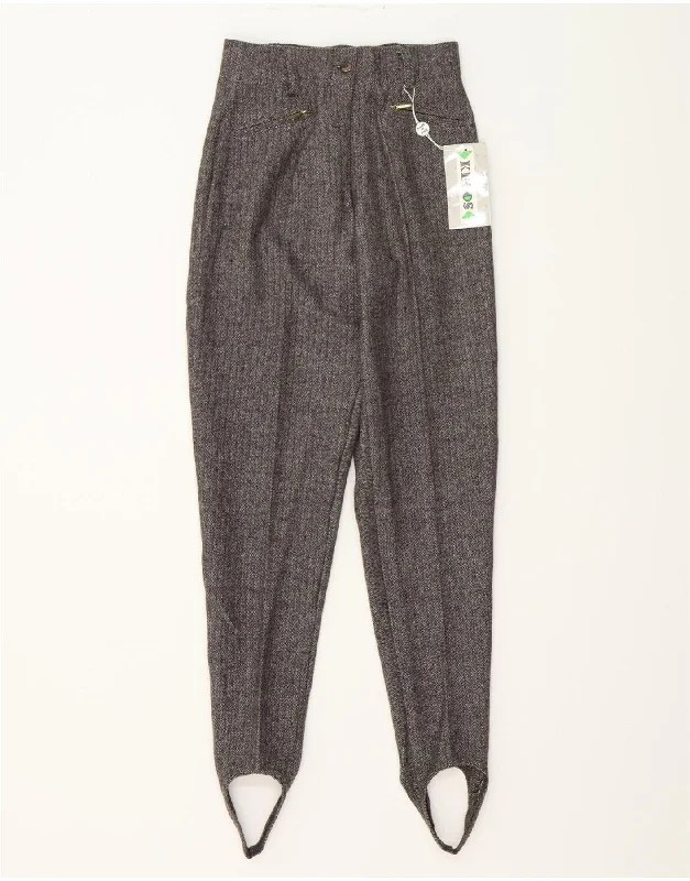 VINTAGE Womens High Waist Casual Trousers IT 42 Medium W26 L28 Grey Trousers Corduroy Warm