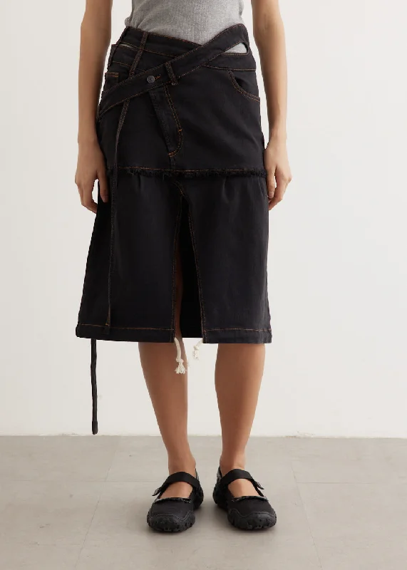 Signature Wrap Denim Skirt silk skirt smooth