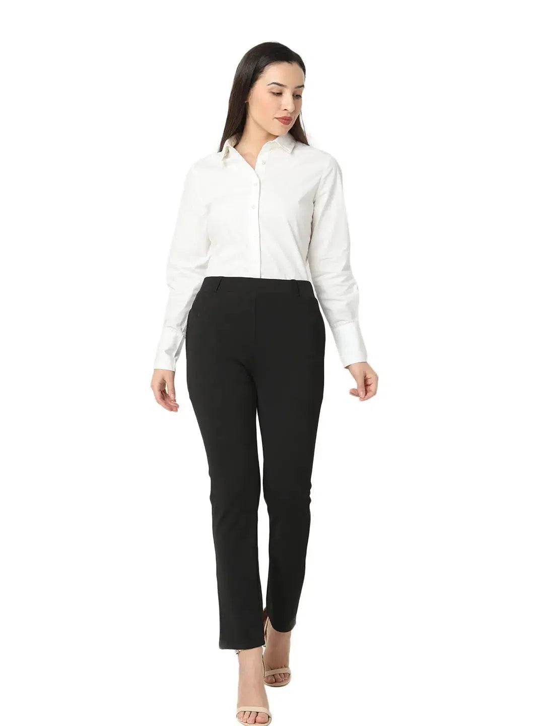 Smarty Pants Women's Cotton Lycra Ankle Length Black Formal Trouser-SMPT-954A-S Trousers Versatile Stylish