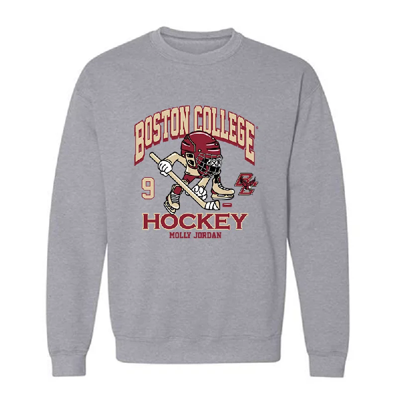 Boston College - NCAA Women's Ice Hockey : Molly Jordan - Fashion Shersey Crewneck Sweatshirt Hoodie with Button Placket Classic Preppy