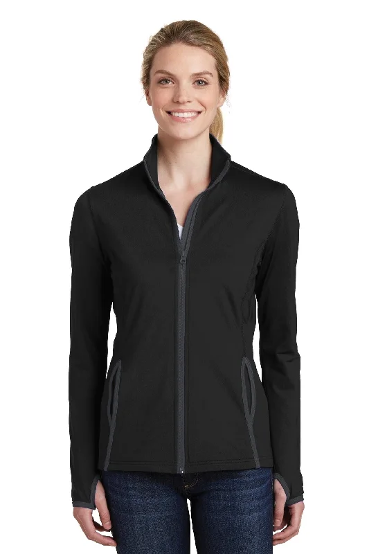 Sport-Tek Ladies Sport-Wick Stretch Contrast Full-Zip Jacket Ribbed Jacket Pleated Jacket Ruffled Jacket