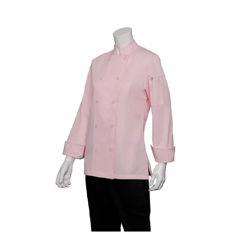 Marbella Womens Pink Executive Chef Jacket Print Jacket Jacquard Jacket Embroidered Jacket