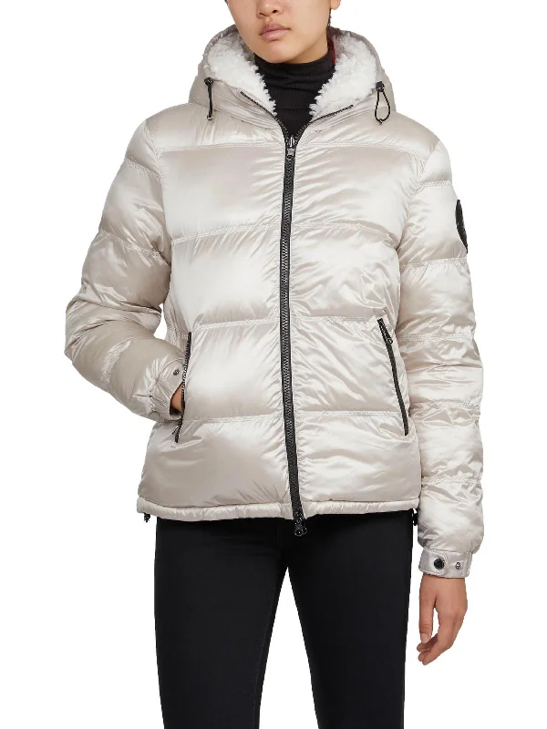 Snow Womens Water Repellent Sherpa Puffer Jacket Tiered Jacket Buttoned Jacket Zippered Jacket