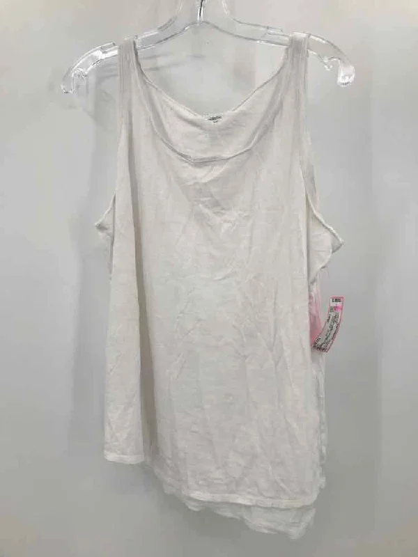 Pre-Owned Eileen Fisher White Size Large Tank Top glitter tank top