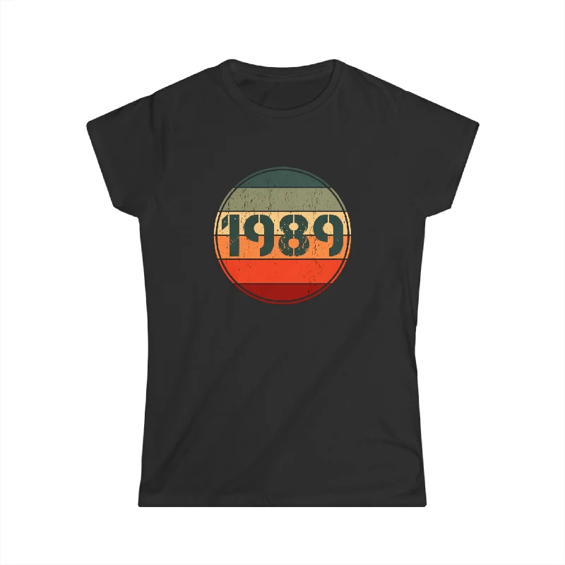 Retro 1989 Birthday Gift 1989 Woman Vintage Humour Womens T Shirt Zippered Front Buttoned Front Snap Front