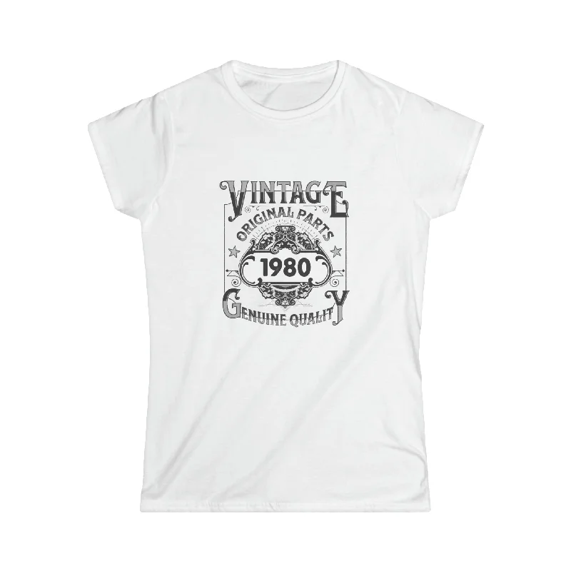 Vintage 1980 TShirt Women Limited Edition BDay 1980 Birthday Womens T Shirt Collared Crew Neck Turtle Neck