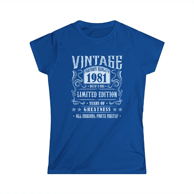 Vintage 1981 T Shirts for Women Retro Funny 1981 Birthday Women Shirts Elegant Classic Vintage