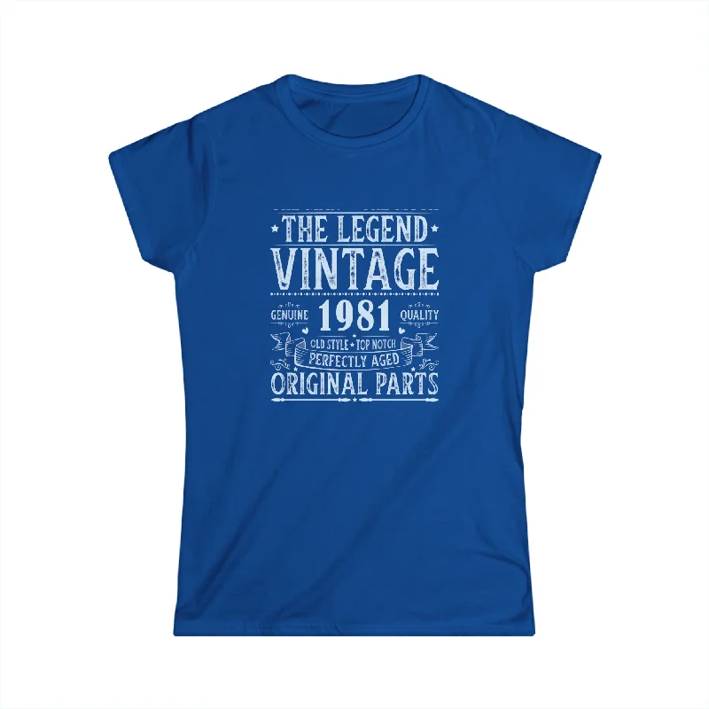 Vintage 1981 T Shirts for Women Retro Funny 1981 Birthday Womens T Shirts Elasticated Padded Insulated