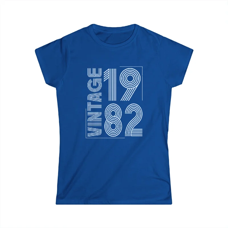 Vintage 1982 T Shirts for Women Retro Funny 1982 Birthday Women Shirts Chenille Brocade Lace