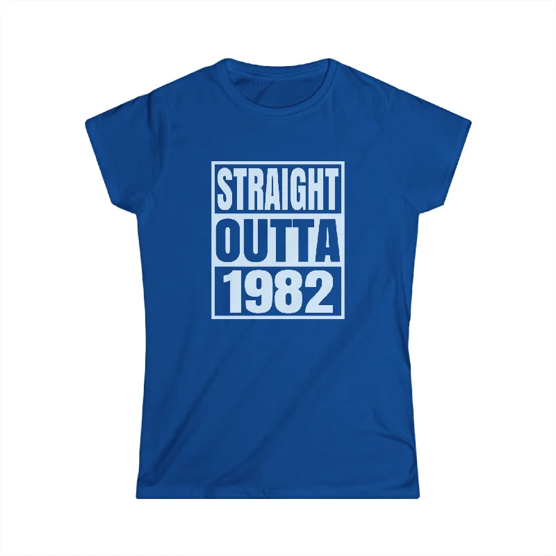 Vintage 1982 TShirt Women Limited Edition BDay 1982 Birthday Shirts for Women Mesh Canvas Denim