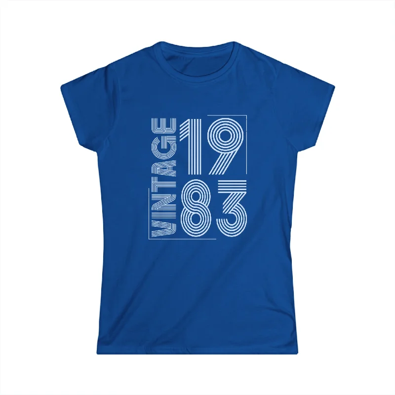 Vintage 1983 T Shirts for Women Retro Funny 1983 Birthday Womens Shirt Chenille Blend Fleece Blend Nylon Blend