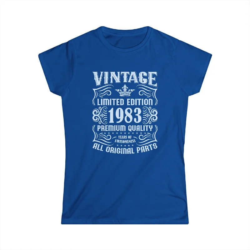 Vintage 1983 TShirt Women Limited Edition BDay 1983 Birthday Womens T Shirts Striped Floral Plaid