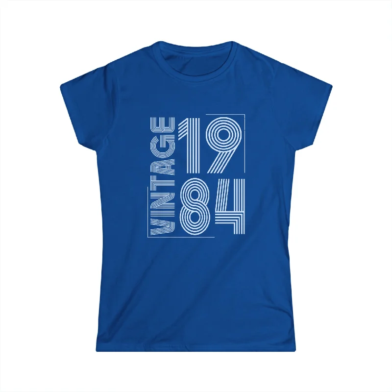 Vintage 1984 T Shirts for Women Retro Funny 1984 Birthday Womens Shirt Front Pockets Side Pockets Patch Pockets