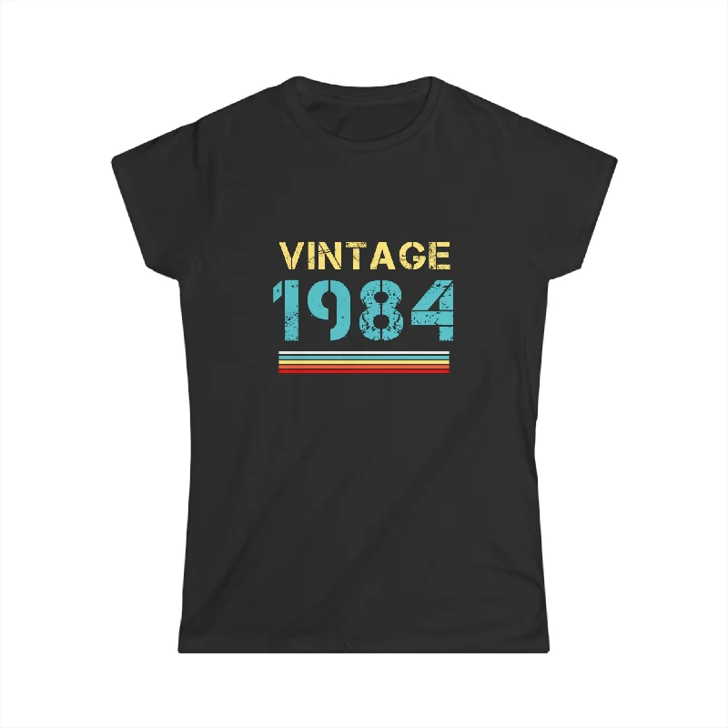 Vintage 1984 T Shirts for Women Retro Funny 1984 Birthday Womens Shirts Cashmere Blend Cotton Blend Poly Blend